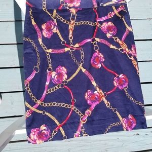 Charter Club skirt, 12 Petite, floral print with navy blue backround.
